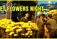 Hoa tết ban đêm ở công viên gia định